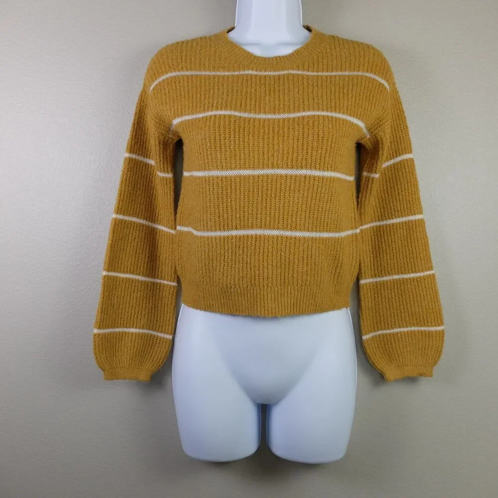 Evsie Yellow Striped Long Sleeve Sweater Girls Size Small NWT